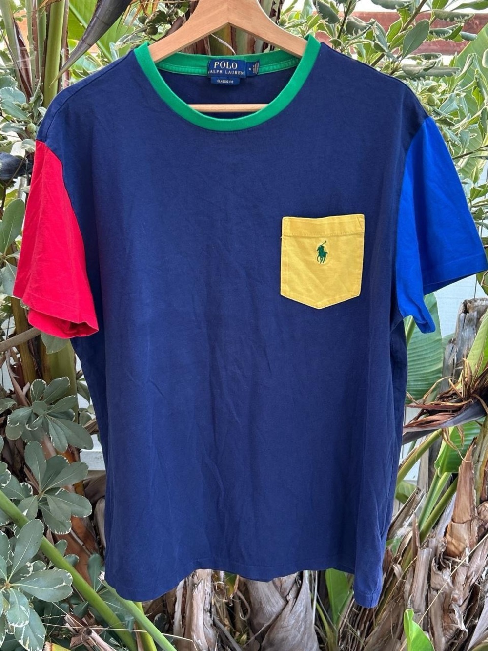 Polo Ralph Lauren Colorblock Pocket T Shirt Mens M Classic Fit 21.5x26.5